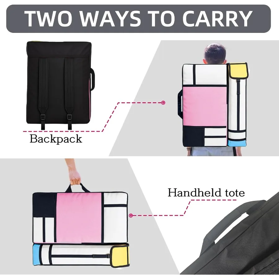 กระเป๋าใส่ผลงานศิลปะ JJRING แบบผ้าแคนวาส กระเป๋าเป้สะพายหลังสำหรับศิลปิน สำหรับเก็บอุปกรณ์วาดภาพกลางแจ้งขนาดใหญ่ ใส่โปสเตอร์ ภาพพิมพ์ พู่กัน และงานศิลปะต่างๆ