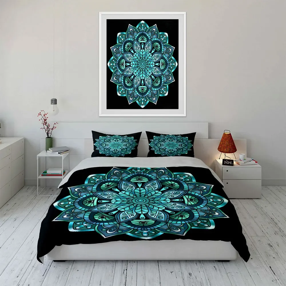 Mandala Pattern Decor Set Soft Comfortable Duvet Cover Bedding Set Included 1*Duvet Cover & 2*Pillowcases, gift