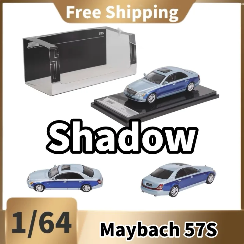 [In Stock]Shadow 1/64 57S Two‑Tone Blue Diecast Alloy Car Model, Static Collectible Vehicle With Acrylic Display Case