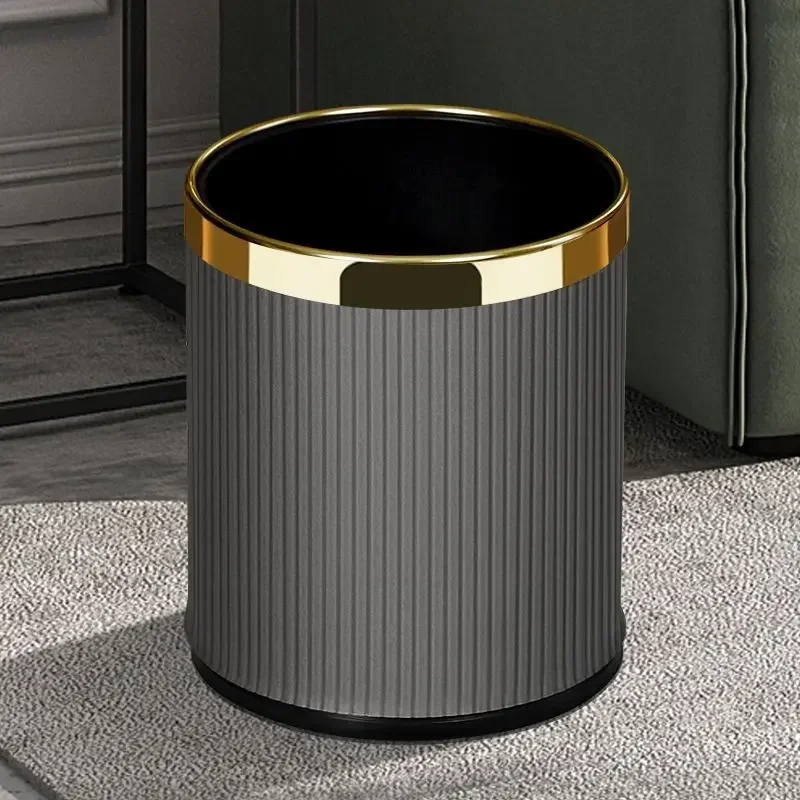 Leather Waste Bins Double Layer Hotel Household Cleaning Tools Garbage Bucket Toilet Kitchen Bathroom Living Room Trash Can