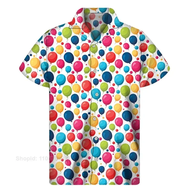 Cartoon Air Balloon 3D Print Hawaiian Shirt Men Summer Cool Lapel Shirts Fashion Short Sleeve Tops Oversized Button BTee