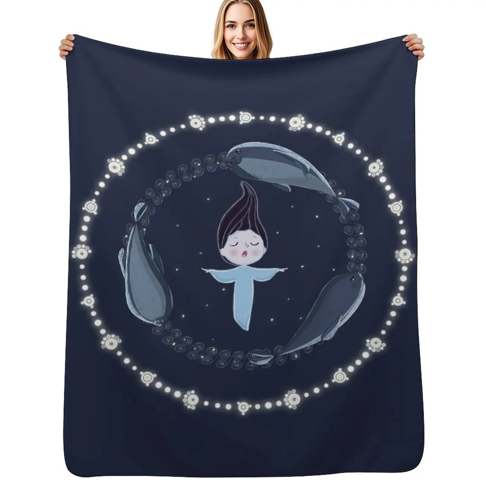 

Song of the Sea - Selkie and seals Throw Blanket Soft Home Decor Blanket for Couch Bedroom