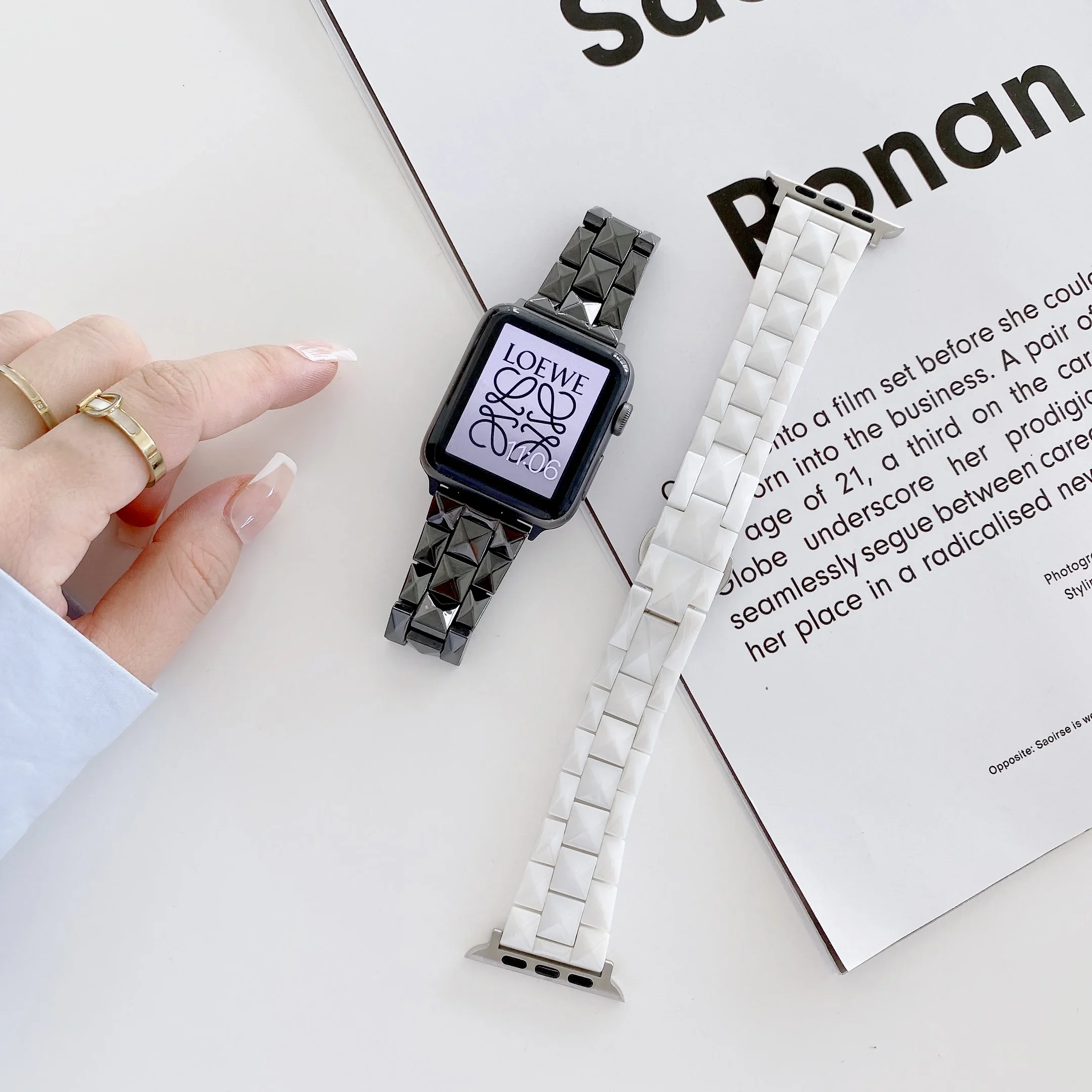 Pulseira de cerâmica para apple watch ultra 49mm 10 42mm 46mm pulseira de substituição de alta qualidade para iwatch 9 8 7 6 5 se 45mm 41mm 44mm 40mm