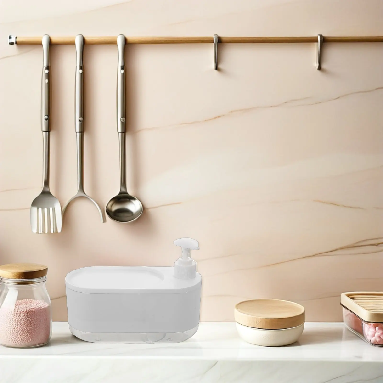 

Modern Kitchen Sink Soap Dispenser Pump Wide-Mouth Refillable Bottle for Bathroom Dishwashing Liquid Organizer Countertop Soap