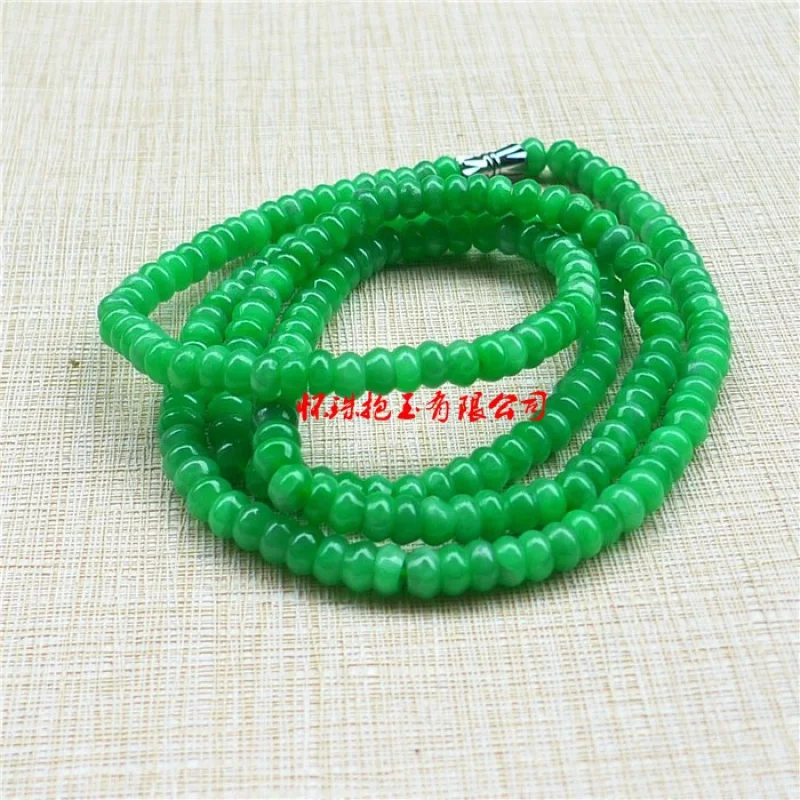 Myanmar Jade Manyang Abacus Ice round Beads Necklace Women's Bracelet Emerald Bean Green