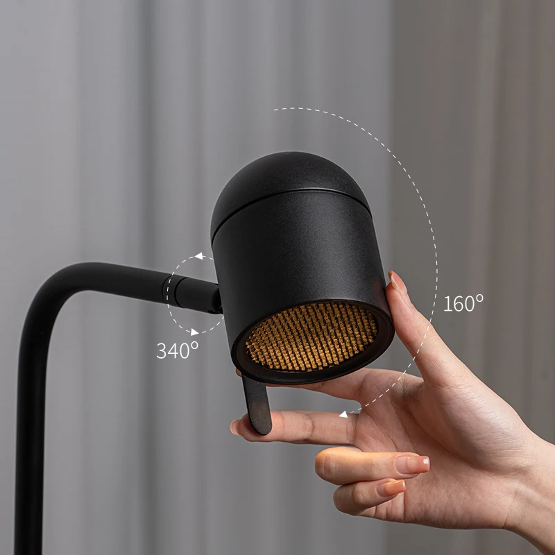 Aisilan Modern Black Floor Lamp Adjustable Lamp Head Aluminum 12W Dimmable Reading Floor Lamp for Living Room, Bedroom, Office