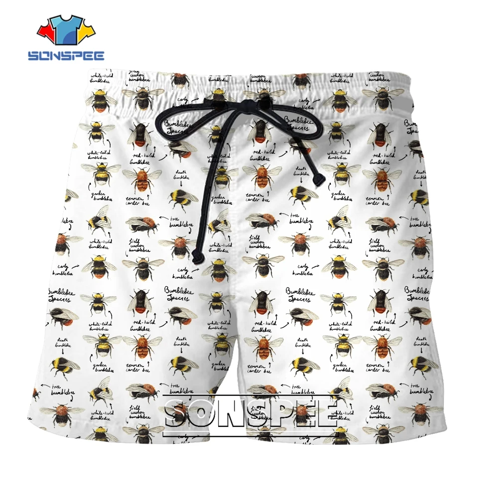 SONSPEE Insect Honeybee Pattern Shorts Men Women's Graphic Bee Funny Harajuku Clothing Oversize 3D Print Casual Short Pants