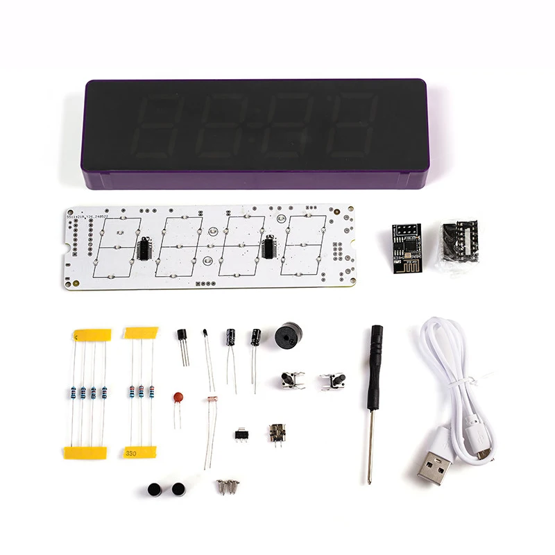 WiFi Electronic Clock Welding Practice Table Clocks Kit DIY Colorful Digital Clock Multifunctional Creative Desktop Ornament