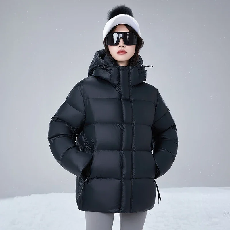 Women Casual Down Jacket Filled with 95% white Duck Down Warm Puffer Coat Outdoor Fashion Outerwear for Cold Weather Streetwear