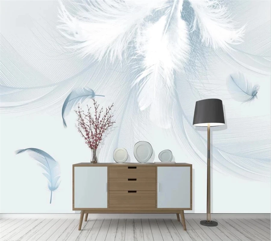 Custom wallpaper 3d mural retro feather Nordic style Living room sofa TV background wall bedroom restaurant wall fabric Hotel 8d
