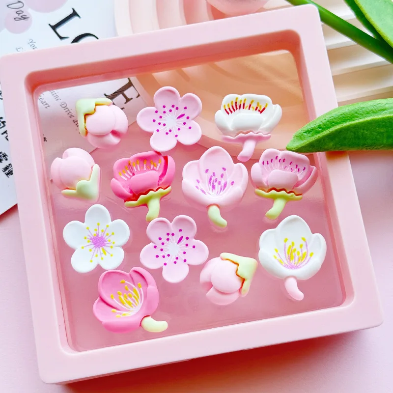 

New Small Fresh Peach Blossom Cartoon Resin DIY Cave Shoes Sandals Detachable Buckle Charm Shoes Accessories Holiday Gifts