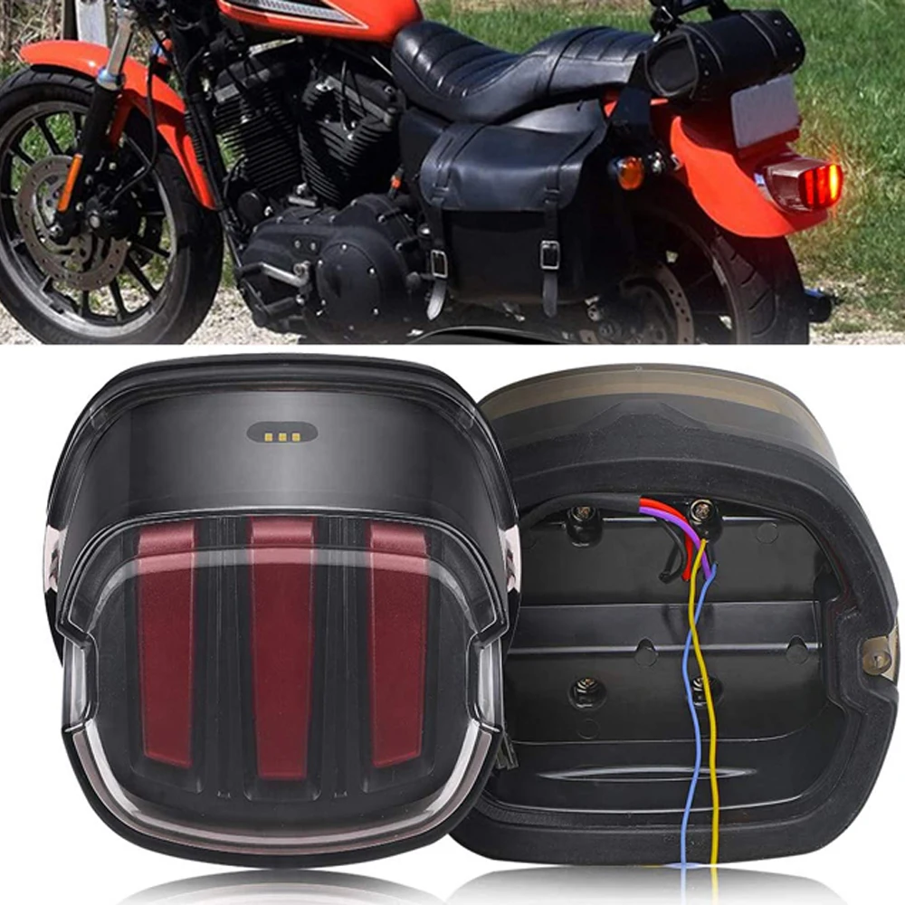 Luz led para motocicleta, luz traseira de fumaça, 12v, placa de licença, lâmpada traseira para harley dyna, super ampla glide, parar de corrida