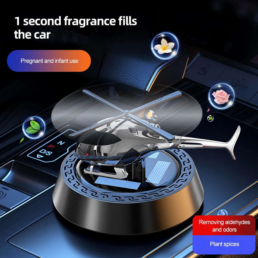 

Solar Powered Rotation Car Air Freshener Helicopter Solar Aromatherapy Alloy Ornaments Fragrance Auto Aroma Diffuser Remove Odor