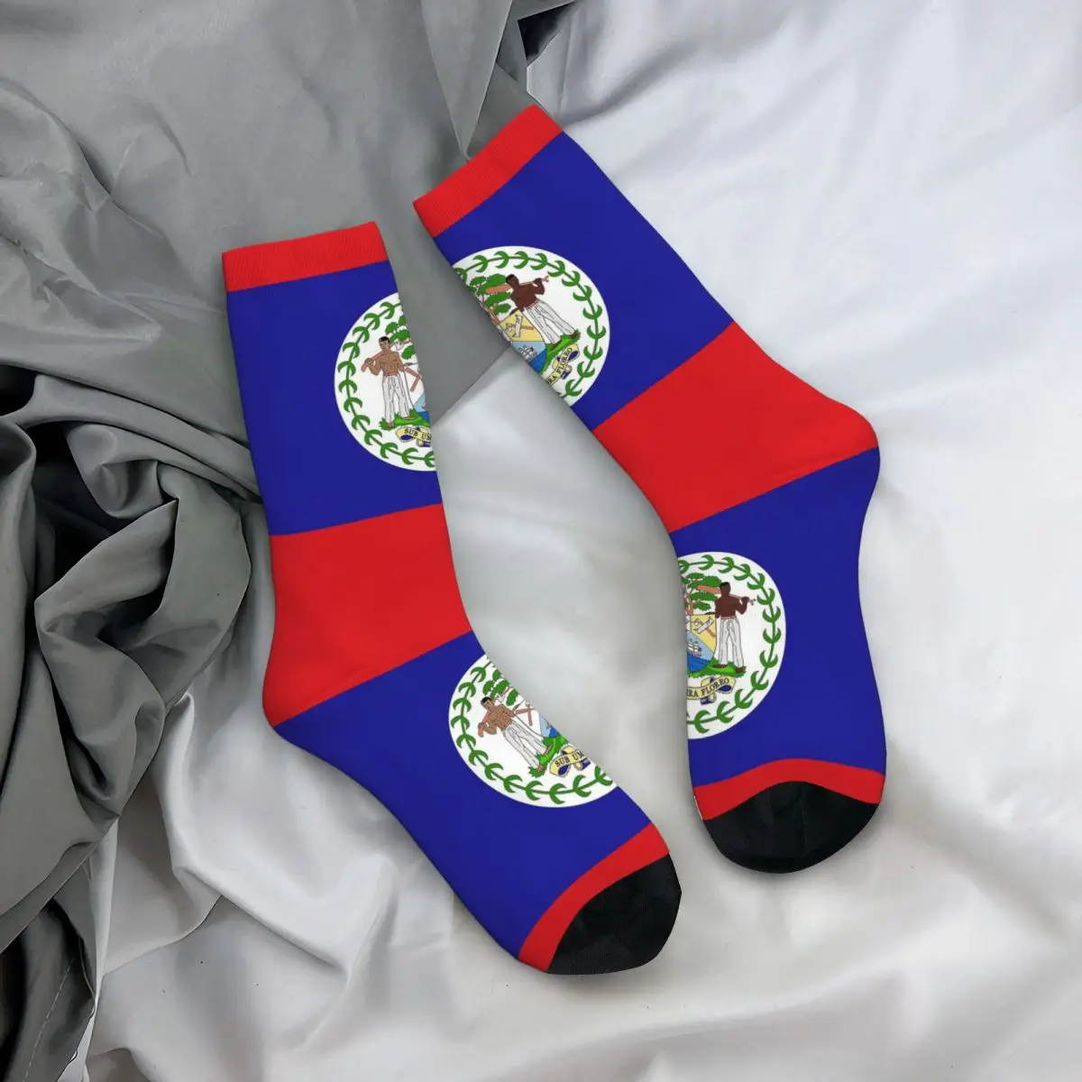 Belize Flag Gifts, Stickers & Products Socks Harajuku Sweat Absorbing Stockings All Season Long Socks Accessories for Unisex