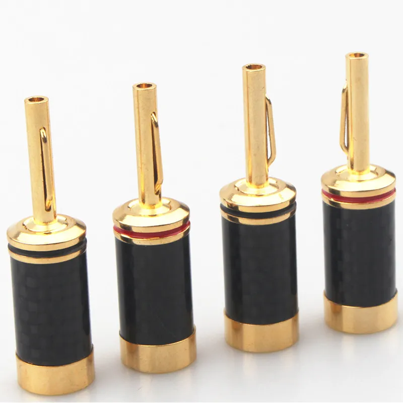 8pcs/50pcs/100pcs HiFi Carbon Fiber Free Welding Gold Plated Audio Plug Main Audio Speaker Adapter