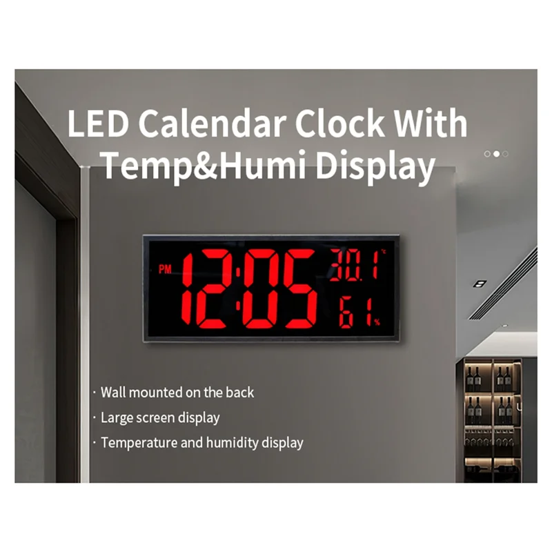 Super Large Screen Wall Mount Clock For Home Decor, Hanging Stand Optional Living Room LED Digital BIG BOWL