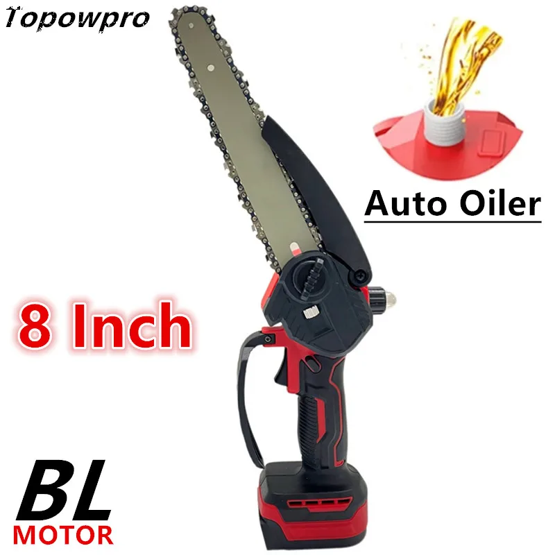 For Milwaukee 18V Battery 8 Inch Cordless Electric Chainsaw With Auto Oiler Brushless Chainsaw Cutter Pruning Garden Power Tools