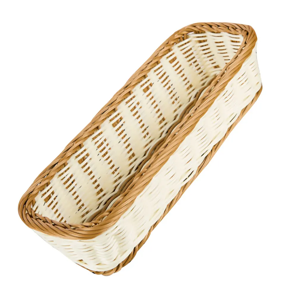 

Rectangular Imitation Rattan Woven Storage Plastic Food Basket For Kitchen Home Multi Purpose Cutlery Basket Bread Snack Storage