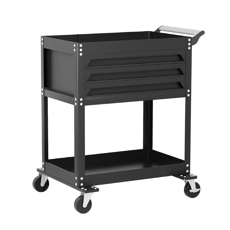 2026 Steel Black Trolley Workshop Tool Trolley Tool Cabinet Metal Toolbox Storage Cabinet With Casters Handle Garage Tool Carts
