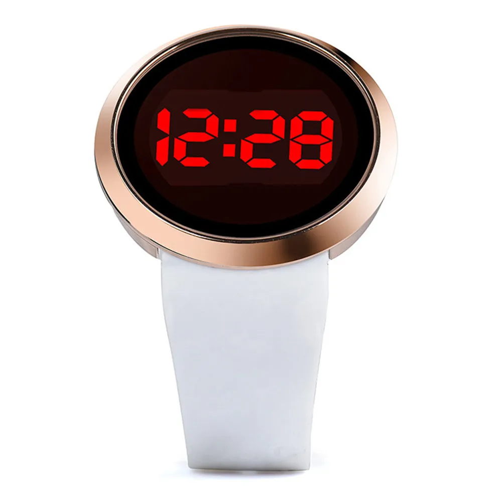 

Men Women LED Alloy Bracelet Wrist Watch Touch Screen Digital Display Fashion Couple Electronic Watch White Band