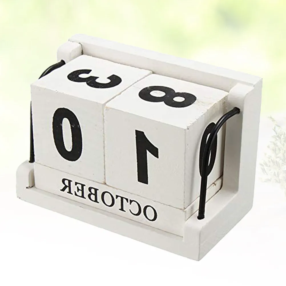 

Wooden Perpetual Desk Calendar Vintage Rustic Style Desktop Calendar Block Home Decor Office Decoration Wood Crafts