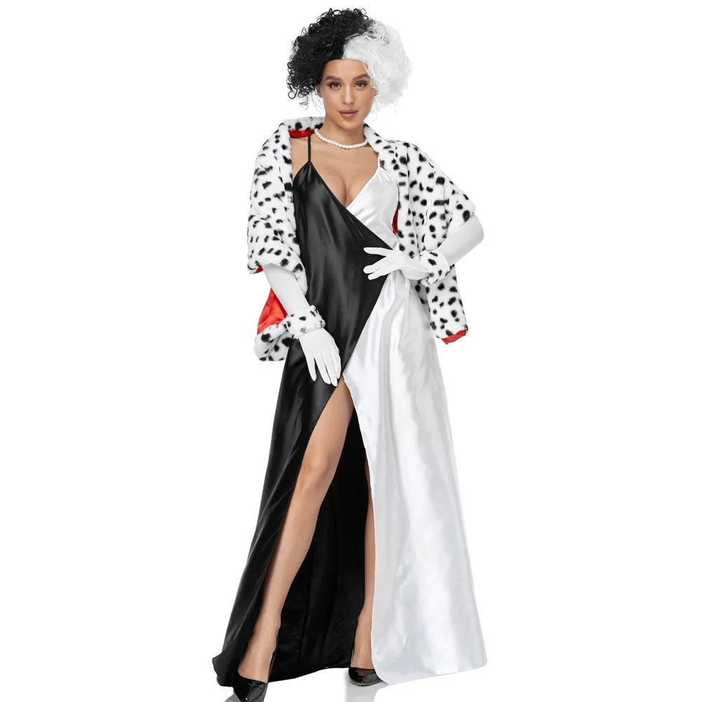 

Newly Released Movie "Cruella" Character Costume 101 Dalmatians Cosplay Stage Dress For Women