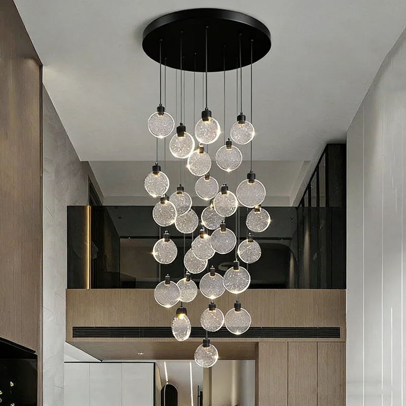 

Nordic home crystal decoration, staircase chandelier, living room bedroom and dining room chandelier, indoor lighting