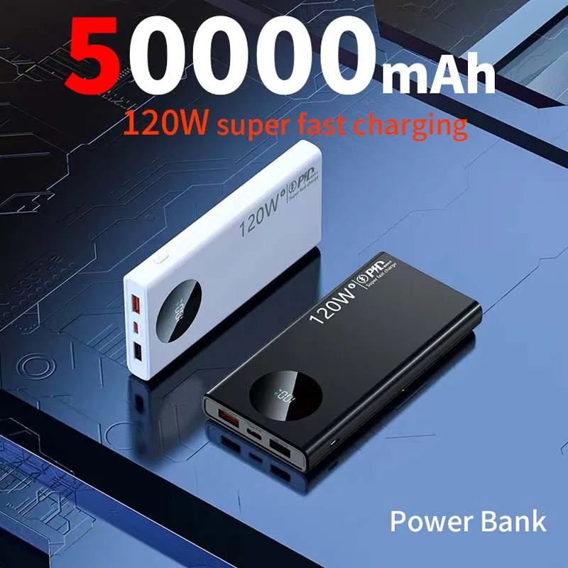 

Xiaomi 120W Fast Charging Powerbank 50000mAh High Capacity Power Bank Portable Battery Charger For iPhone Samsung Huawei Gift