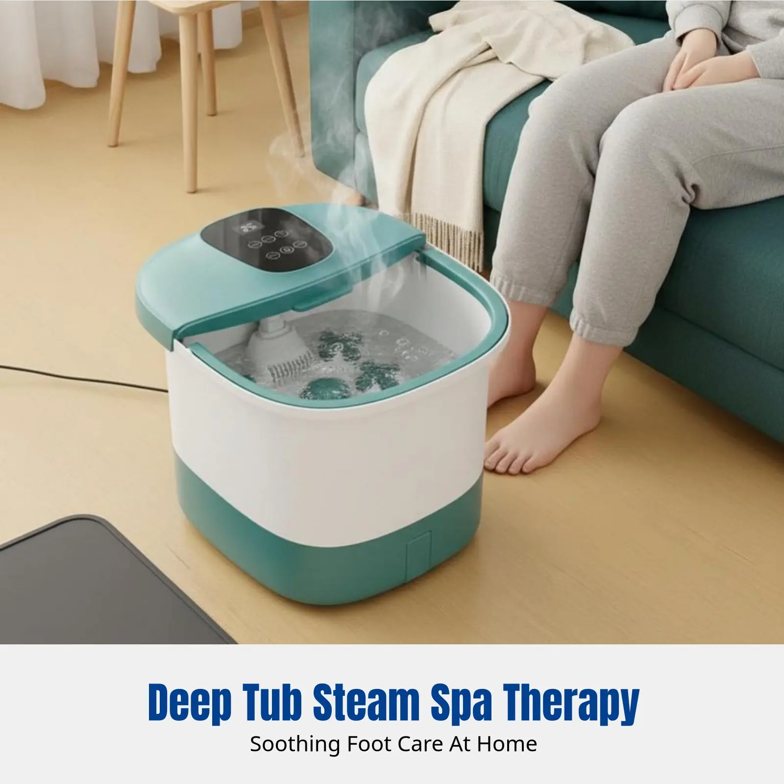 

Автоматическая гидромассажная ванночка для ног с подогревом, глубокая ванна для замачивания с паром и массажными роликами