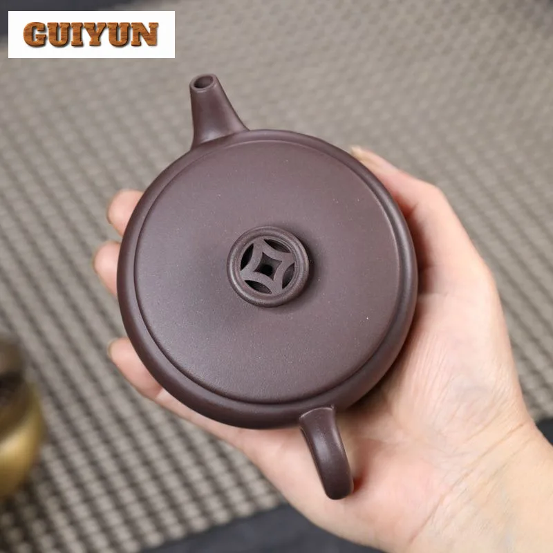 160ml Elegant Yixing Purple Clay Teapots Handmade Large Caliber Pot Raw Ore Purple Mud Kettle Chinese Zisha Tea Set Teaware Gift