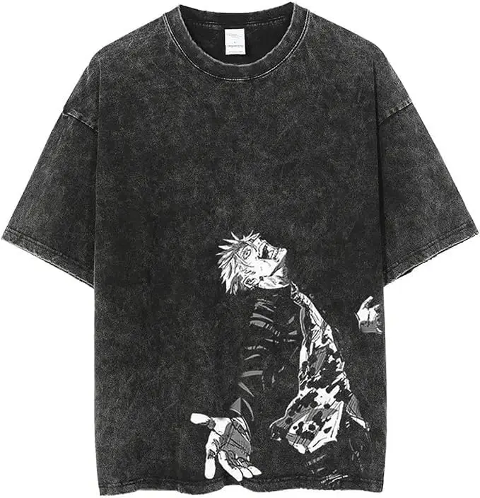 

Washed Retro Anime Print 100% Cotton Trendy Men Woment T-shirt Summer Autumn Daily Sports Party Casual Loose Street Short Sleeve