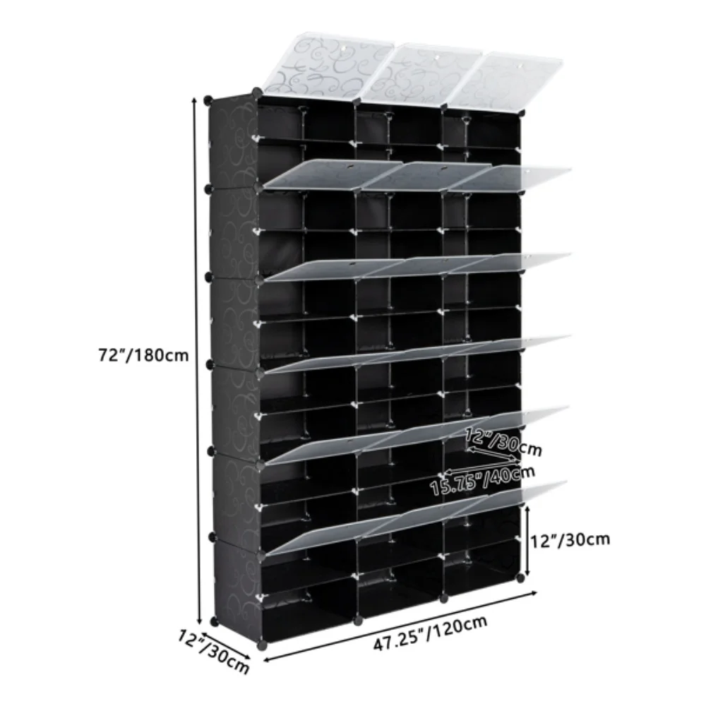 12-Tier Portable 72 Pair Shoe Rack Organizer 36 Grids Tower Shelf Storage Cabinet Stand Expandable for Heels Boots Slippers