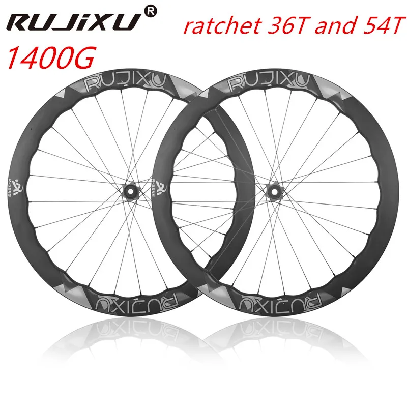 700C RUJIXU Ratchet 36T HUB 5045mm Wave ring Road Disc Brake Ultralight Carbon Fiber Wheelset Wing 24 Spoke Ceramic wheel