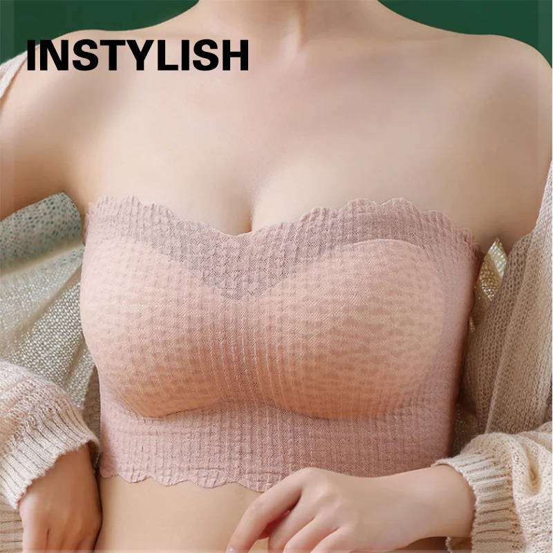 Women Seamless Bralette Sexy Invisible Bra Tube Tops Strapless Bras Lingerie Wireless Wedding Brassiere Push Up Underwear