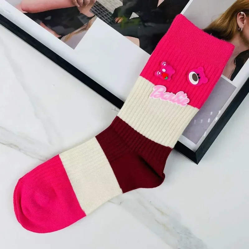 Disney Toy Story Lotso Women Socks Cartoon Cute Mid Tube Socks For Girls Autumn Winter Breathable Casual Cotton Sports Socks