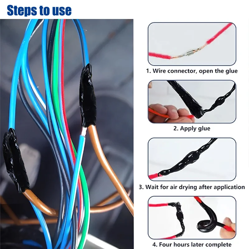 شريط كهربائي سائل مقاوم للماء راتنجات الايبوكسي غراء أسود معجون عازل مانع التسرب للأسلاك والكابلات غراء خط التثبيت سريع الجفاف #5