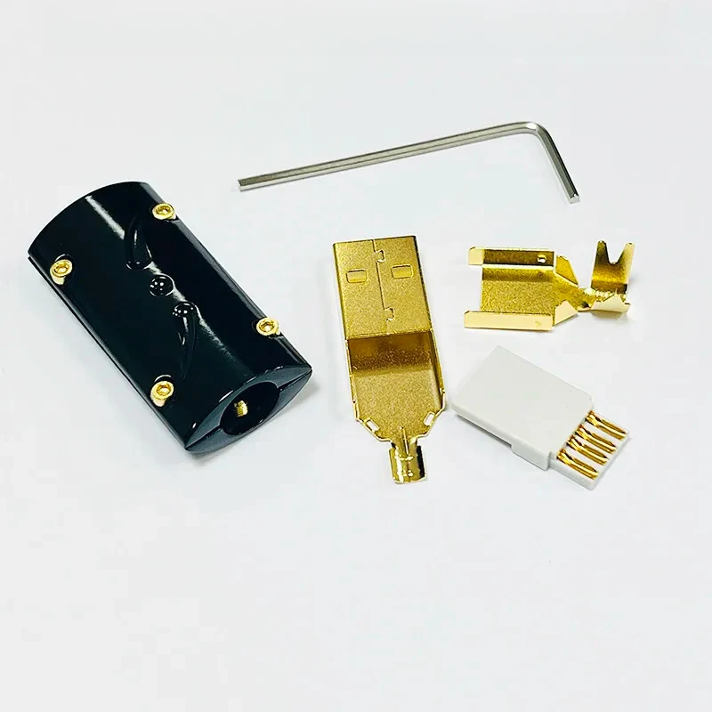 Suitable for UA201 Black VT08 HIFI USB Plug Gold Plated A Port Type C Plug DIY Soldering Connector