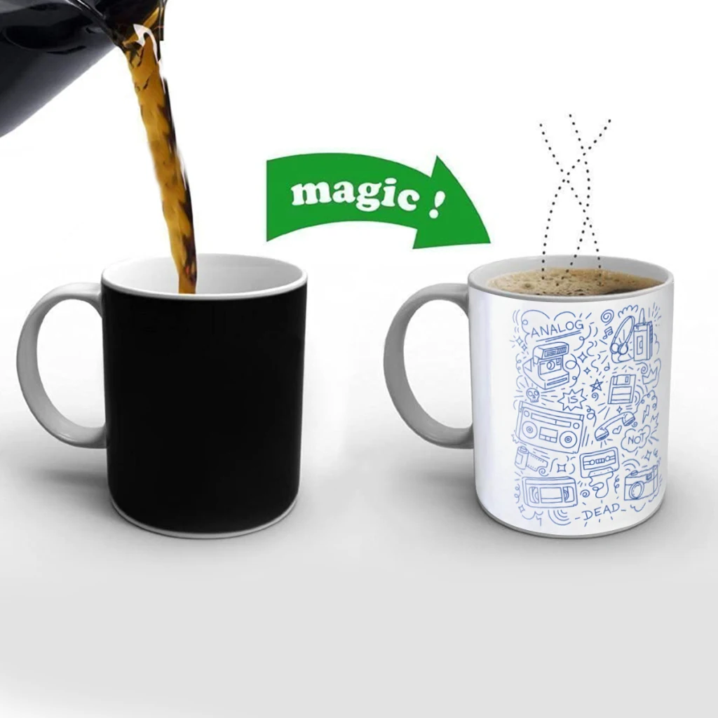 

Analog is not dead! Creativity Change Color Chang mug Ceramic mug Hot Coffee Cup Breakfast Cup Mug Friend Gift
