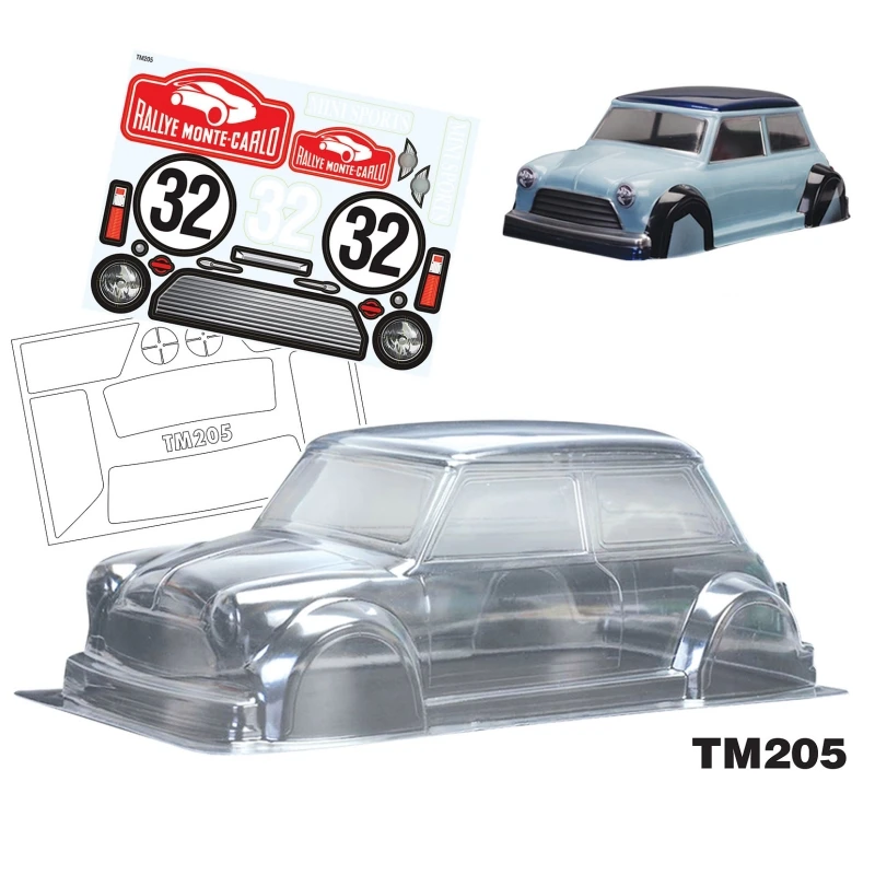 1/10 Mini Car 225mm Rc Bodies Clear Lexan Body Shell W/Cooper Decal Sheet for Rc Drift Car M Chassis 225 Tamiya Carten Roadster