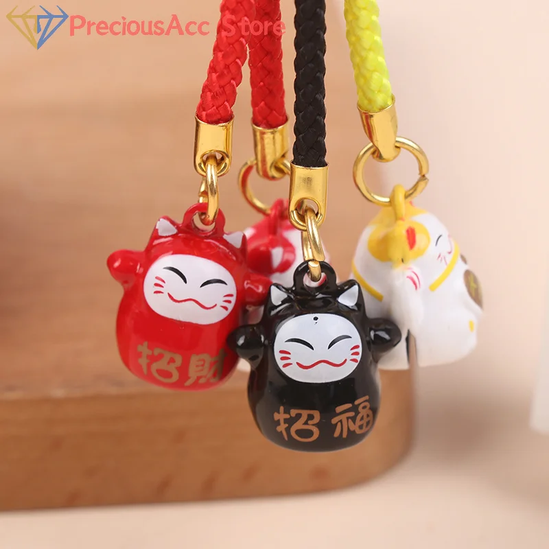 Cartoon Bell Japanese Lucky Cat Cartoon Bell Lucky Copper Bell Mobile Phone Pendant Key Chain Girls Bag Accessory