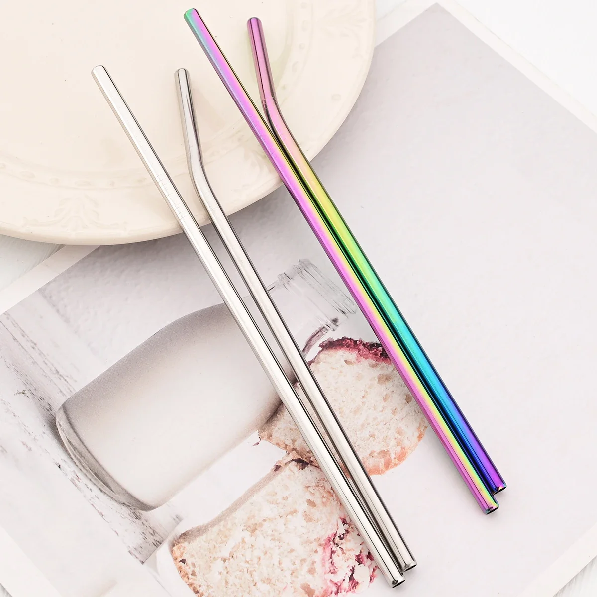 

12pcs Reusable Drinking Straw Stainless Steel Straws Set Milkshakes Cocktails Coffee Juice Straw Set Party Bar Accessories