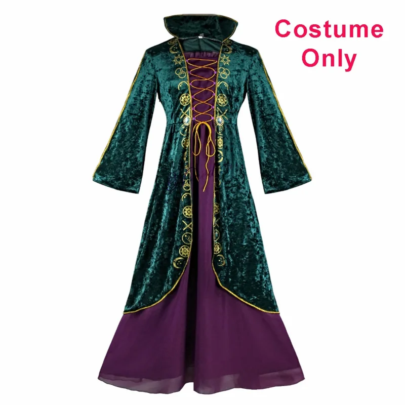Halloween Hocus Pocus Winifred Sanderson Cosplay reina disfraz Medieval peluca vestido gótico Retro conjunto de peluca roja femenina