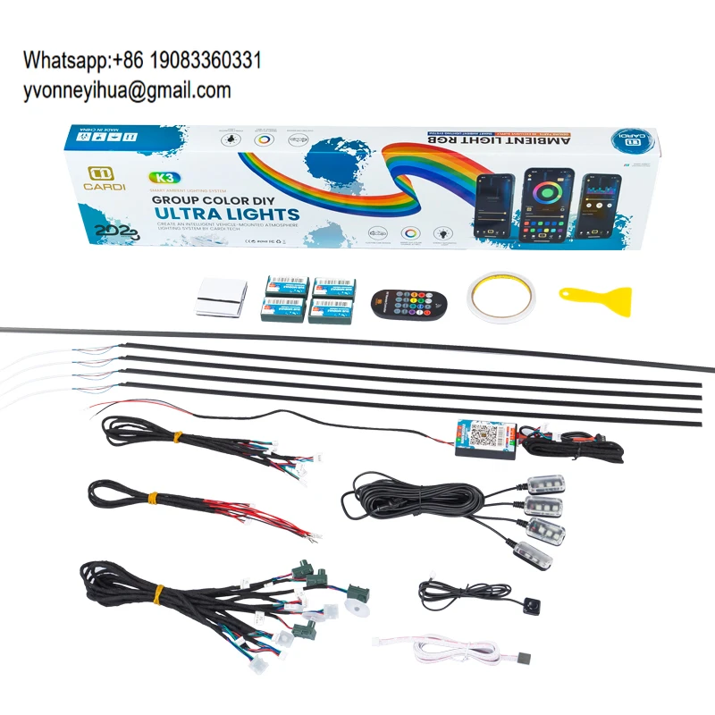 

"CARDI" K3 Car Led Foot Ambient Light With USB Neon Mood Lights Control App RGB Auto Interior Decorative Atmosphere Light