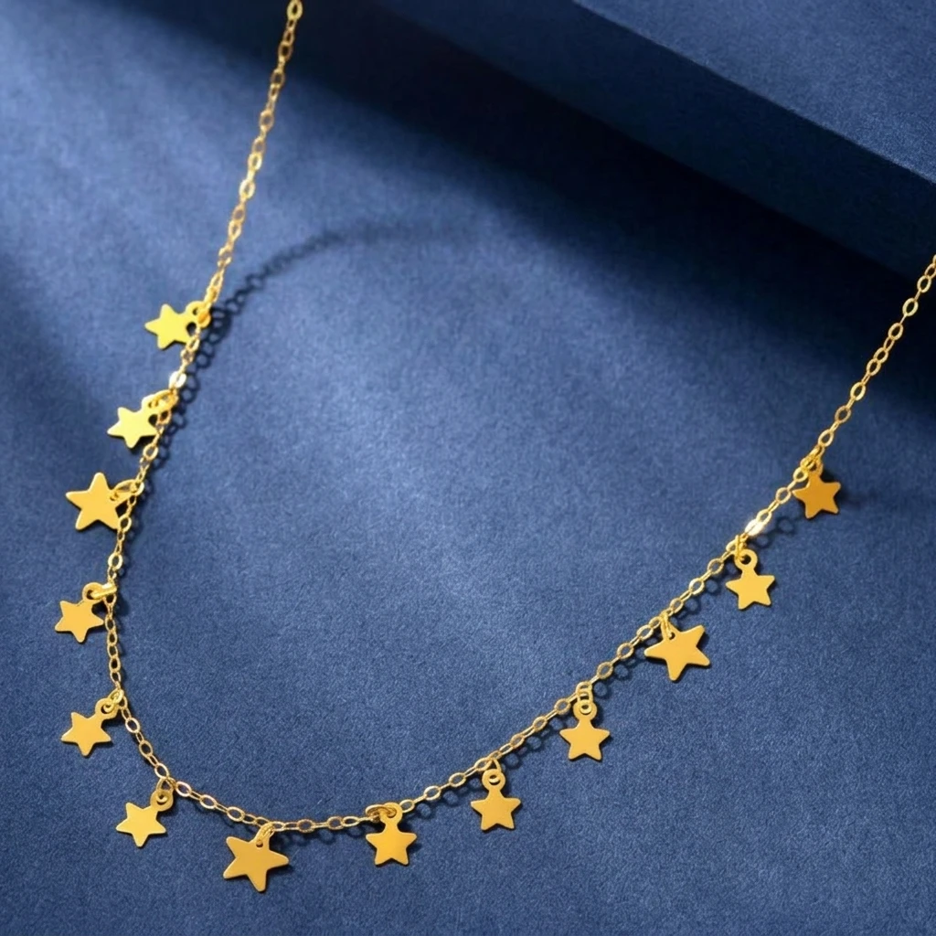 Real AU750 18K Gold Disc Tassel Pendant Necklace for Women Adjustable Heart Charm Clasp Choker Luxury Sequins Fine Jewelry Gift﻿