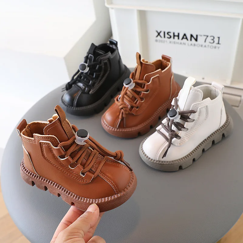 Boys & Girls Snow Boots  Leather Soft Sole Kids Short Boots Autumn Winter Fashion Shoes for Toddler Baby