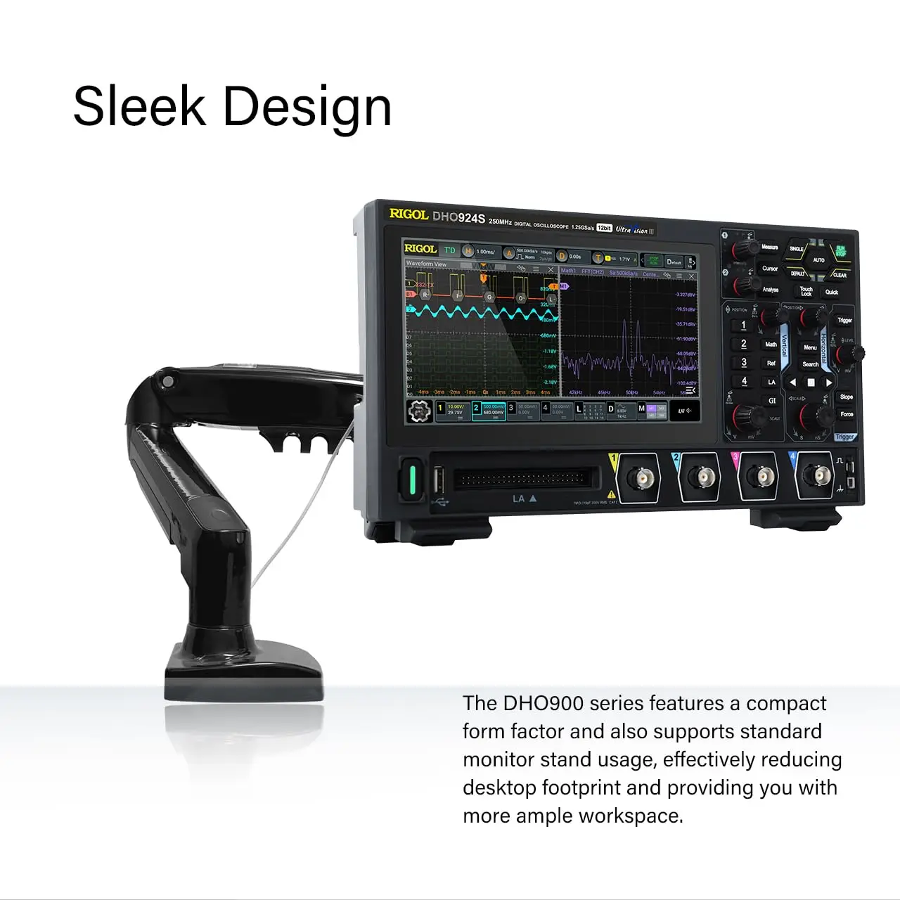 Rigol digital oscilloscope DHO900 DHO924 DHO924s 250MHz band + 12-bit Vertical Resolution + max 1.25 GSas + 4 analog channels