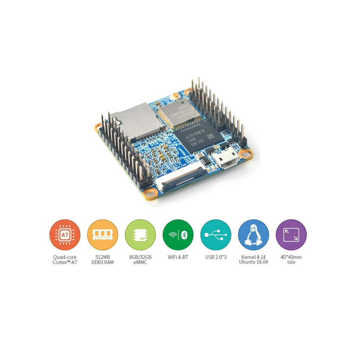 Nanopi NEO Air 개발 보드용 블루투스 와이파이 IoT 모듈, 512MB DDR3 RAM, 8GB EMMC Allwinner H3, IOTA7
