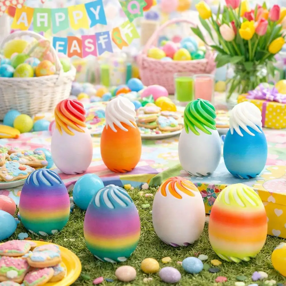 3Dプリント回転式エッグトイ カラフルパズル イースタースパイラルエッグ プラスチック製 不可能な貫通玩具 家庭 オフィス用