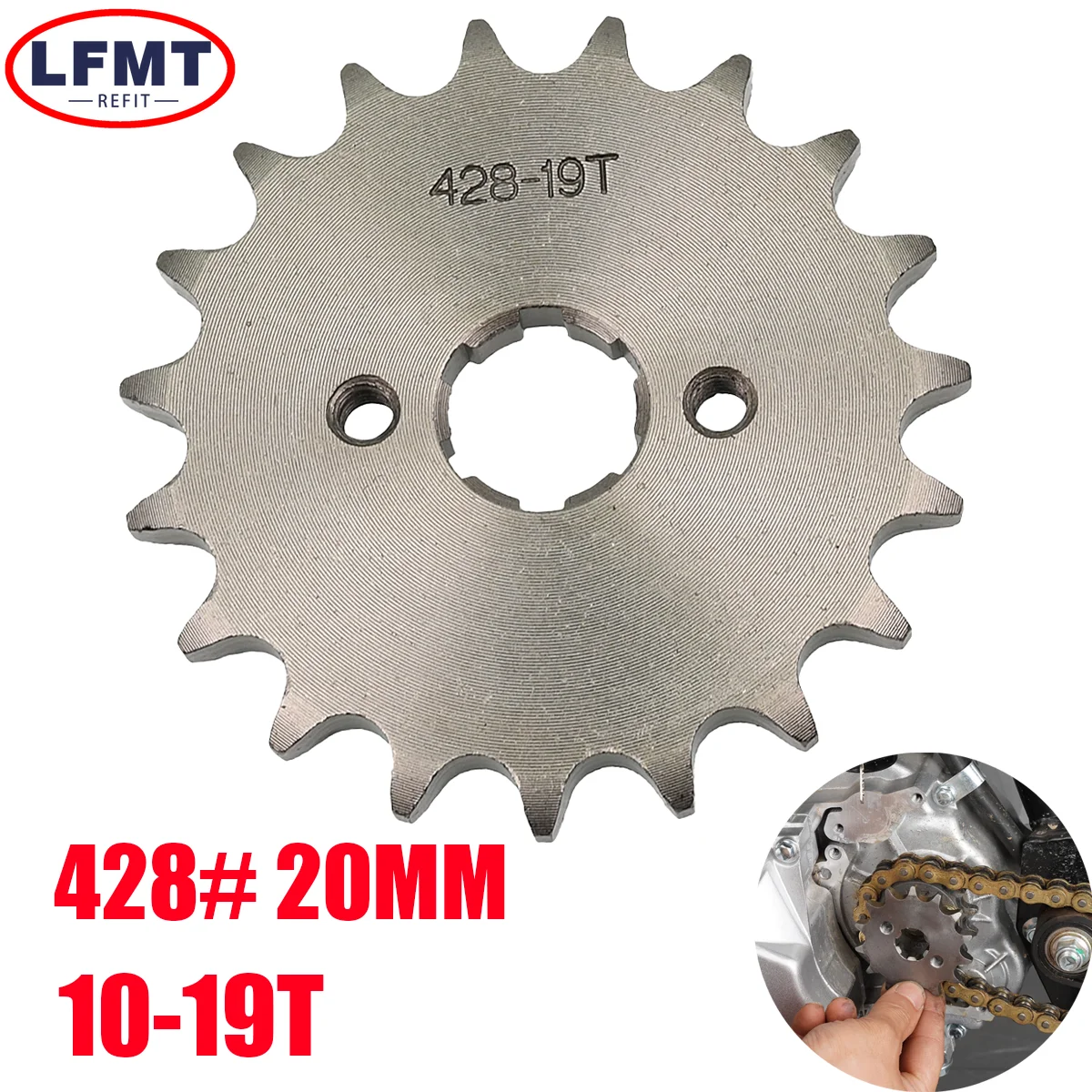 

Motorcycle 428# 20mm Front Engine Sprocket 10 11 12 13 14 15 16 17 18 19T Tooth For Dirt Pit Bike ATV Quad Go Kart Buggy Scooter