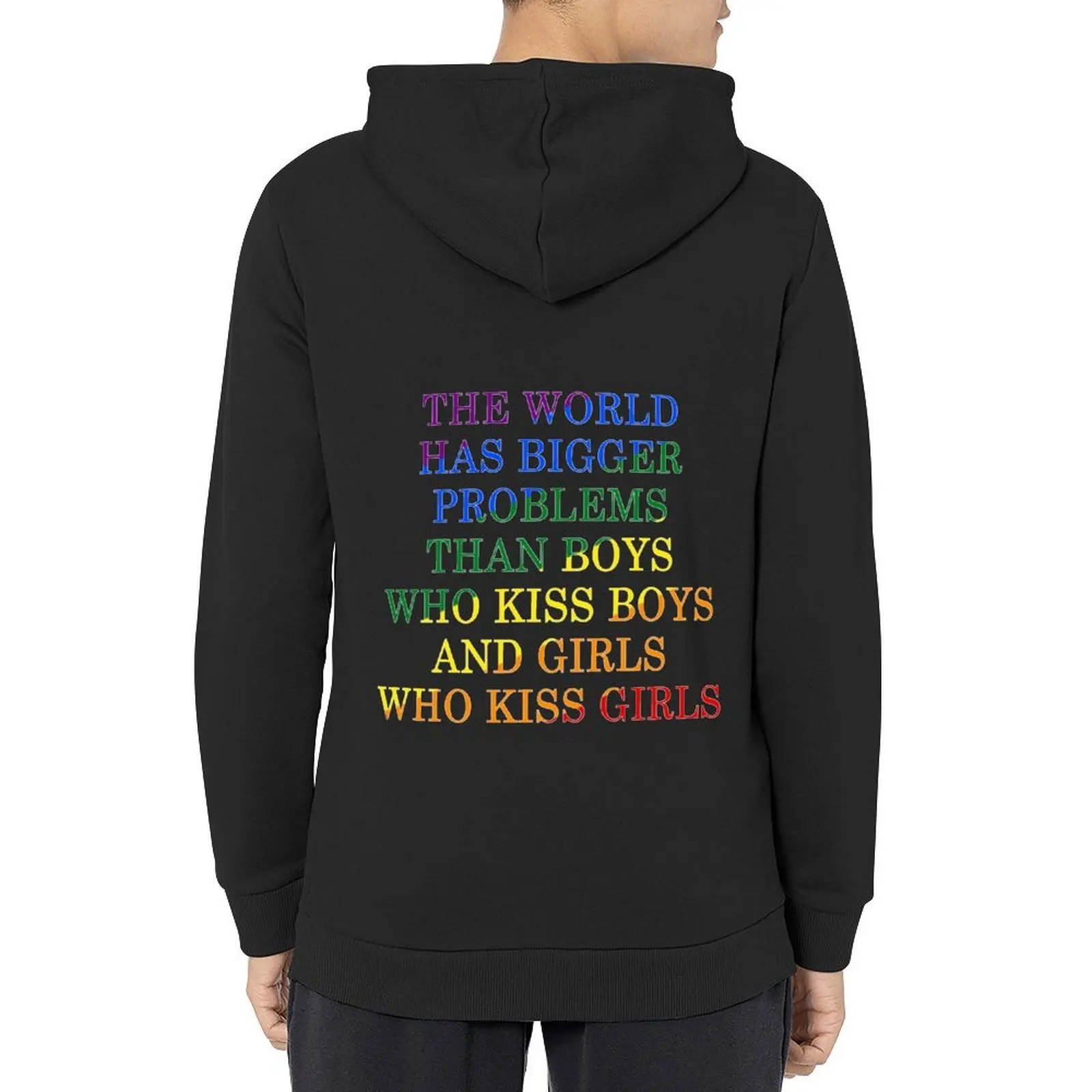 

The World has Bigger Problems than Boys who Kiss Boys AND Girls Who Kiss Girls Hoodie men wear men's oversize hoodie